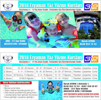 Anka Jimnastik Eryaman Çocuklara Yüzme Kursu El İlanı